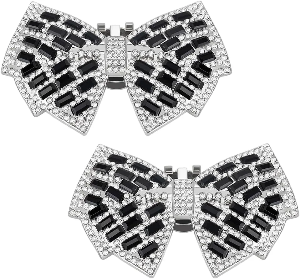 FINGERINSPIRE Alloy Shoe Clips - Crystal Rhinestone Bow Tie Pattern Buckles, Removable Decoration for High Heel Wedding Bridal Fashion
