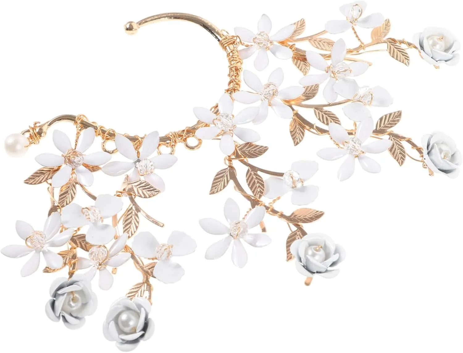 Floral Ear Cuff Earring Earring Cuffs for Women Pearls and Crystals Perfect for Special Events and Parties