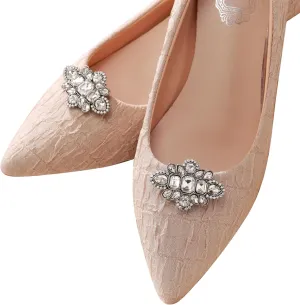 Flyonce Rhinestone Shoe Clips for Pumps Sparkly Crystal Vintage Style Decorative Shoe's Jewelry Accessories for Flats 2 Pcs Clear