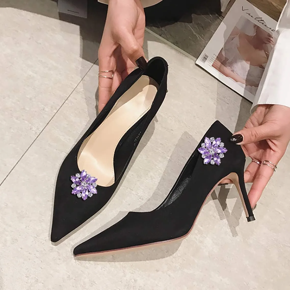 Flyonce Shoe Clips Rhinestone Crystal Shoes Buckle for Women,Decoration Charms for Dress Hat