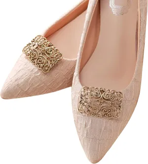 Flyonce Vintage Shoe Clips for Wedding Party Sparkly Crystal Retro Decarative Shoes Clip Dress Jewelry Accessories for Pumps Flats 2 Pcs