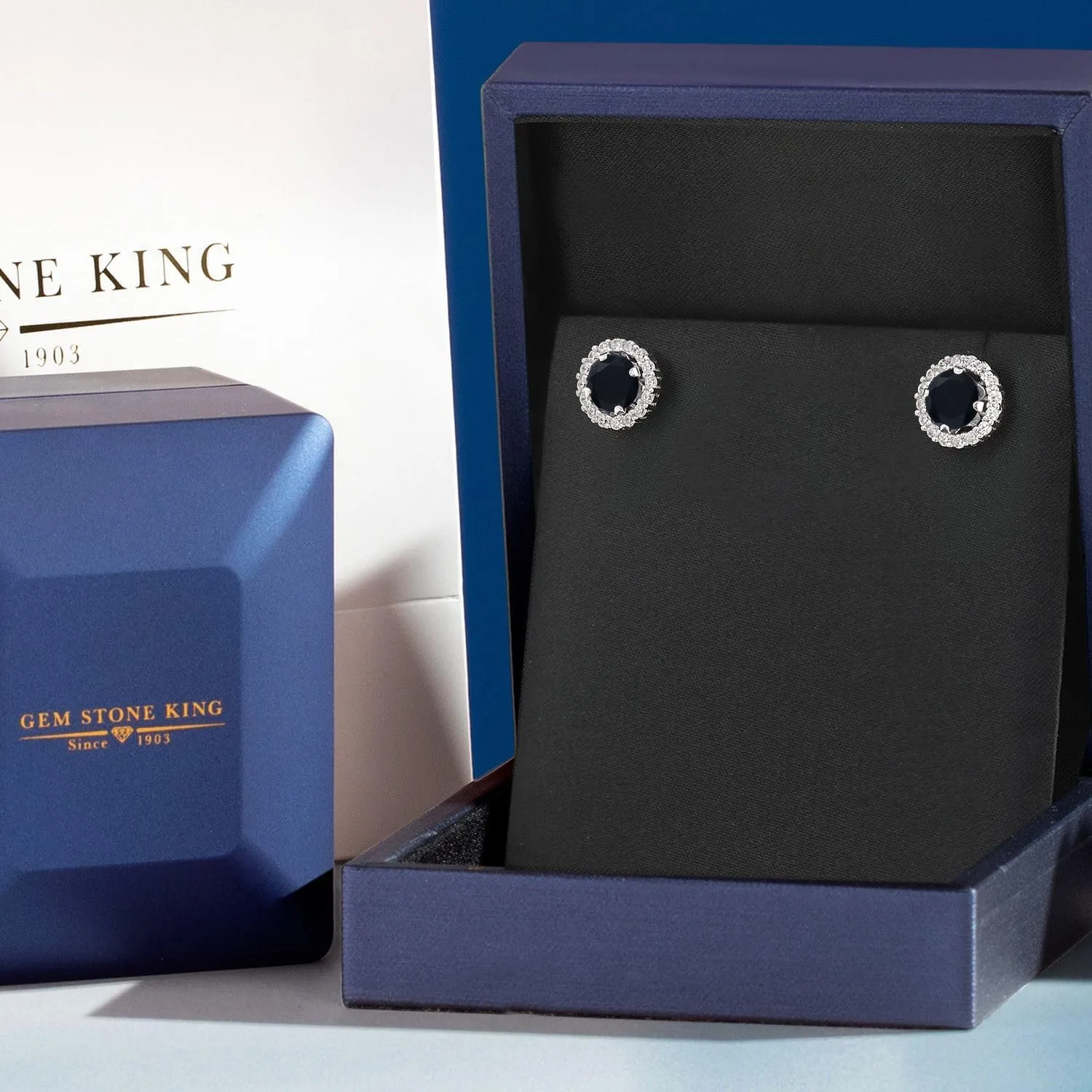Gem Stone King 6MM Round Gemstone Birthstone Removable Jacket Stud Halo Earrings For Women | 925 Sterling Silver | Fine Jewelry Gifts for Her Mom Women Wife