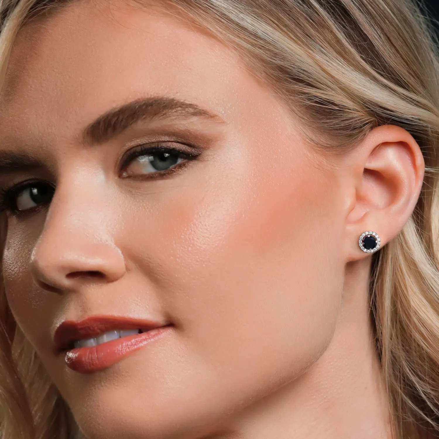Gem Stone King 6MM Round Gemstone Birthstone Removable Jacket Stud Halo Earrings For Women | 925 Sterling Silver | Fine Jewelry Gifts for Her Mom Women Wife