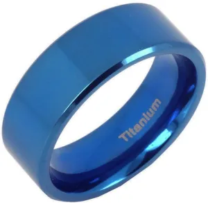 Gemini Plain Flat Comfort Fit BlueTitanium Couple Wedding Ring width 4mm 6mm Valentine's Day Gift