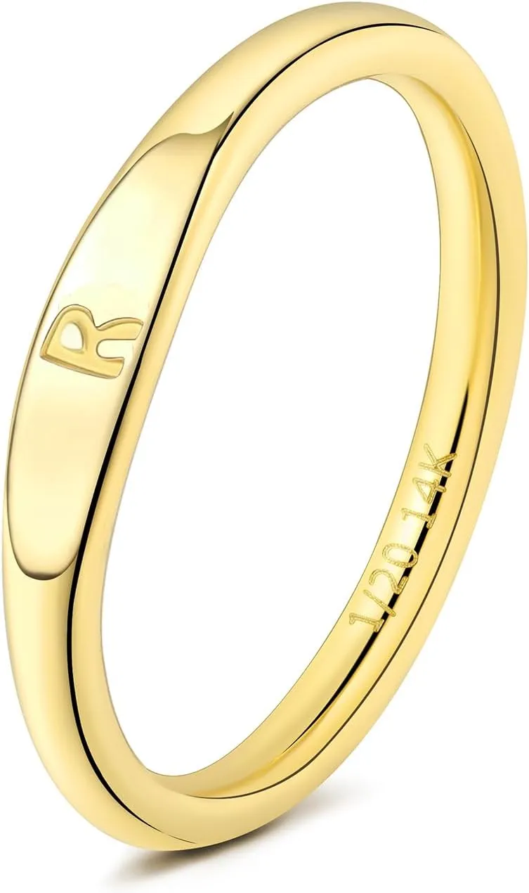 Gold Initial Rings for Women Non Tarnish Thumb Rings for Teen Girls 14K Gold plated for Women
