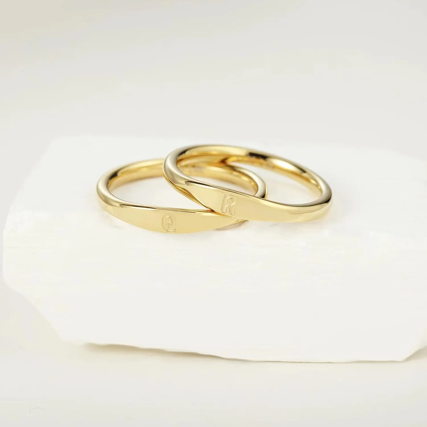 Gold Initial Rings for Women Non Tarnish Thumb Rings for Teen Girls 14K Gold plated for Women