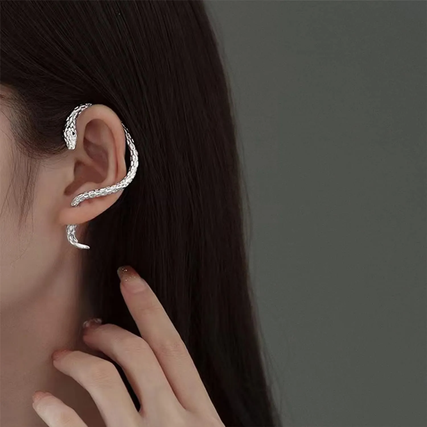 Gold Punk Snake Cuff Wraps Crawler Climber Studs Earrings for Women Dainty Cartilage Piercing Statement Jewelry
