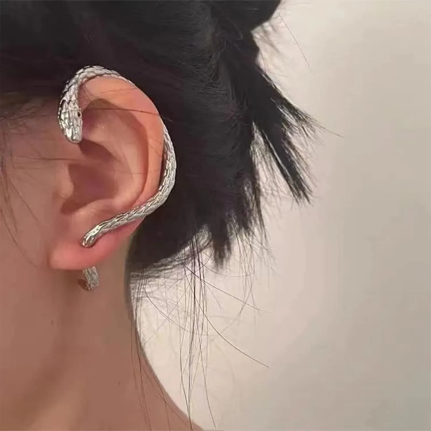 Gold Punk Snake Cuff Wraps Crawler Climber Studs Earrings for Women Dainty Cartilage Piercing Statement Jewelry