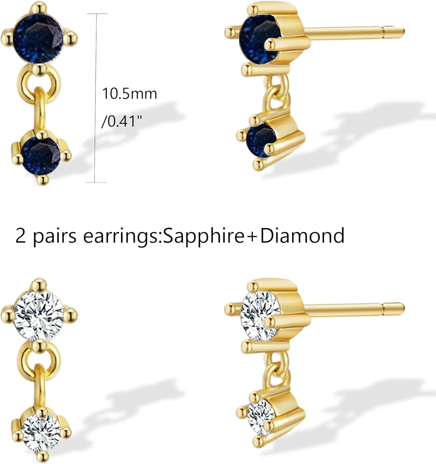 Gold Stud Earrings for Women, 14k Gold Plated Small Birthstone Stud Earrings Dainty Gold Earrings Cute Earring Sets for Multiple Piercing Hypoallergenic Gold Studs Earrings for Women Trendy Jewelry