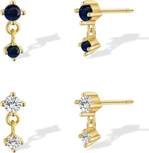 Gold Stud Earrings for Women, 14k Gold Plated Small Birthstone Stud Earrings Dainty Gold Earrings Cute Earring Sets for Multiple Piercing Hypoallergenic Gold Studs Earrings for Women Trendy Jewelry
