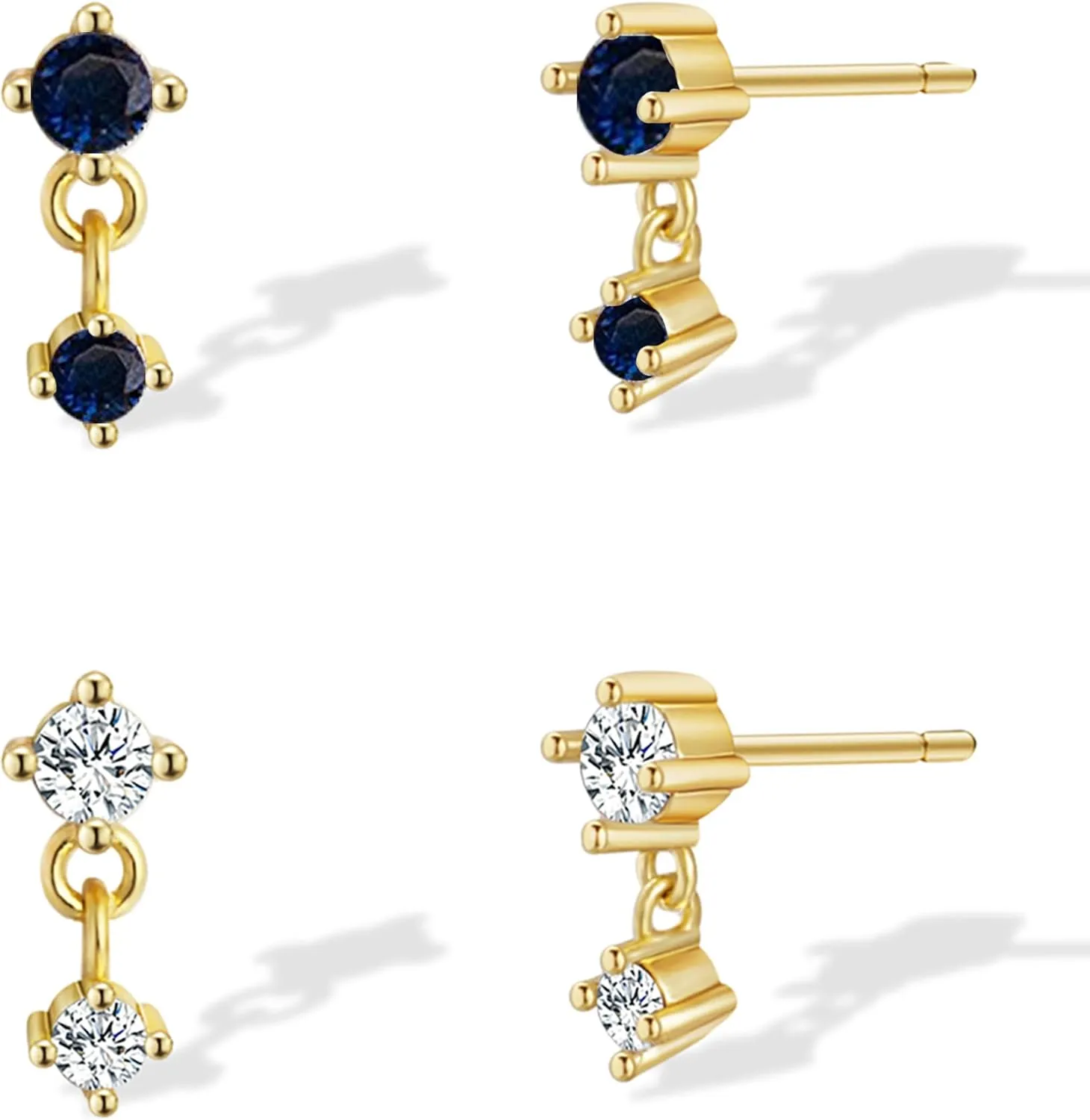 Gold Stud Earrings for Women, 14k Gold Plated Small Birthstone Stud Earrings Dainty Gold Earrings Cute Earring Sets for Multiple Piercing Hypoallergenic Gold Studs Earrings for Women Trendy Jewelry