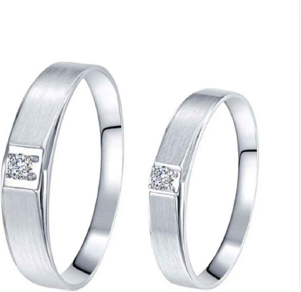 GOWE Rings for Men and Women 0.057CT Round Cut Natural Diamond Ring Couple Rings 18k White Gold