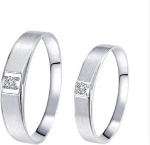 GOWE Rings for Men and Women 0.057CT Round Cut Natural Diamond Ring Couple Rings 18k White Gold