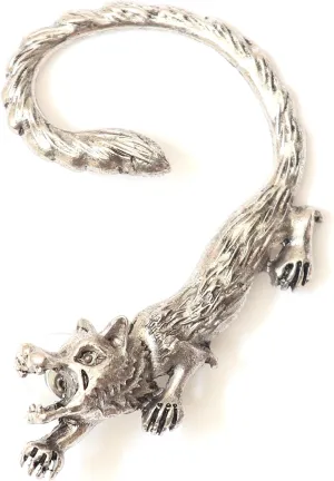 Gray Wolf Earring Ear Cuff Metal Wrap Silver Tone Wildlife Coyote Fox Animal CA09 Fashion Jewelry