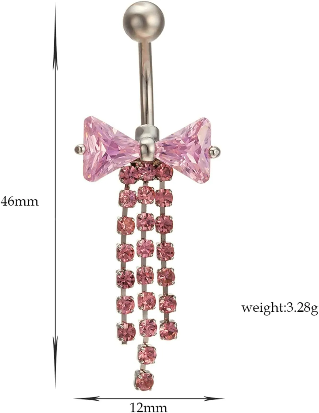 Gualiy Belly Button Rings Stainless Steel Dangle Bowknot with Cubic Zirconia Belly Rings For Women