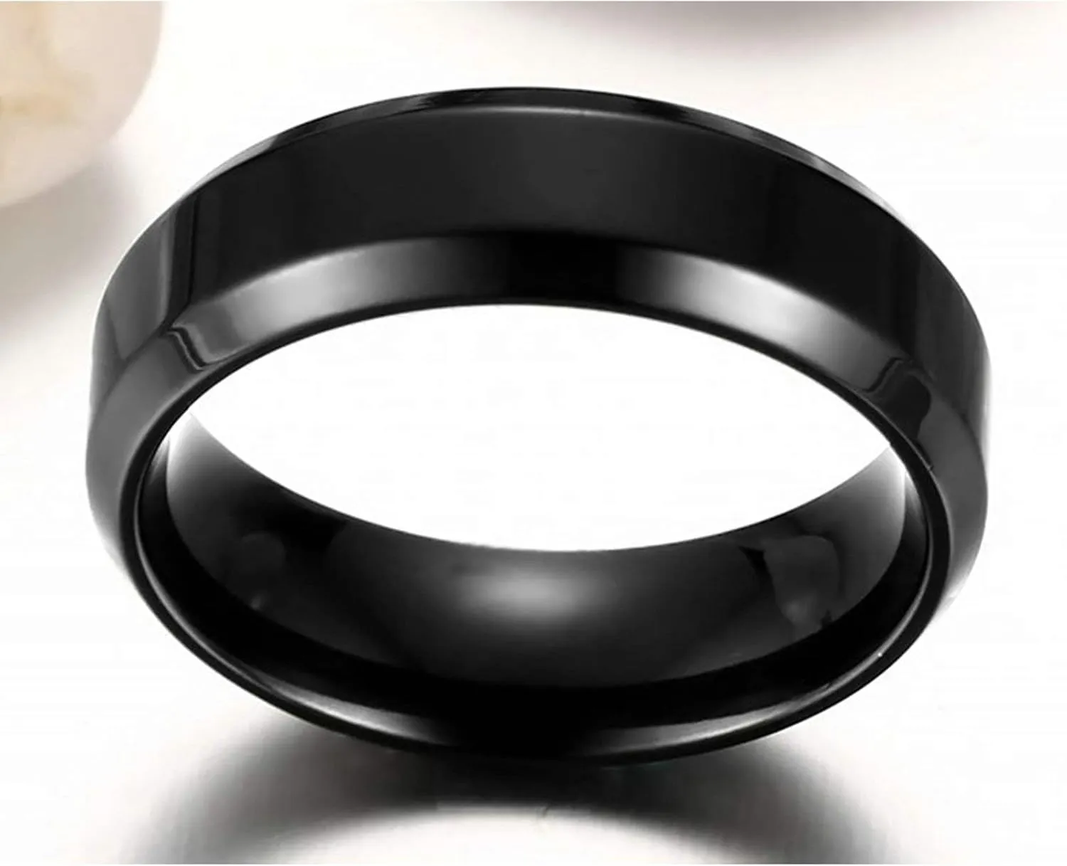 Gualiy Promise Rings for Couples Set Stainless Steel, Wedding Anniversary Rings for Couples Black Ring 6MM Heart Cubic Zirconia Rings Size 6-13