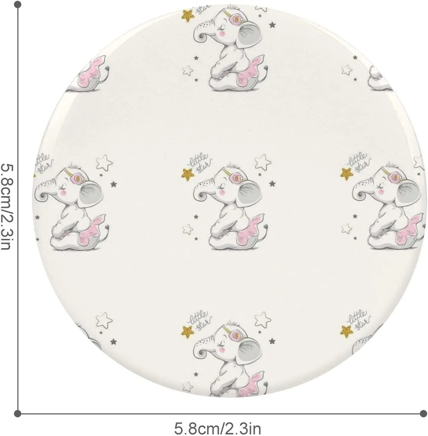 Hand Drawn Cute Cartoon Elephant Ballerina Girl Flower Star 5 PCs Round Tinplate Badge, Badge Lapel Tie Pin, Lightweight Button Badge for Women Men Office Worker Teacher Student Decor