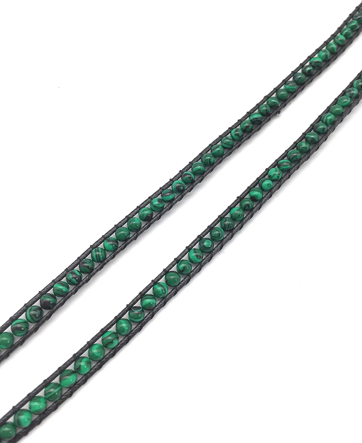 Handmade Alloy Leather Natural Stone Bead Statement Bracelet Bangle Cuff Rope 3 Wrap Adjustable Jewelry Collection