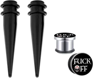 HEKEUOR 1G/7mm F OFF Ear Gauges Plugs Flesh Tunnel Stretching Expander   Tapers Body Piercing Jewelry Stainless Steel Sold as Pairs