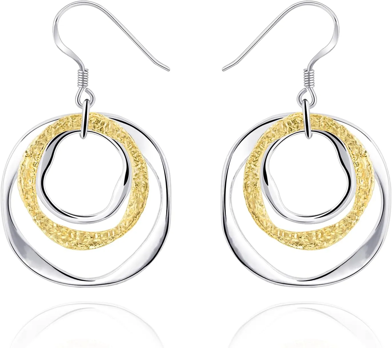 Hypoallergenic Sterling Silver Circle & Dangle Earrings Geometric Boho Style Jewelry for Women-Lightweight & Dangling-Gift for Bohemian Fashionistas