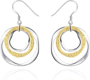 Hypoallergenic Sterling Silver Circle & Dangle Earrings Geometric Boho Style Jewelry for Women-Lightweight & Dangling-Gift for Bohemian Fashionistas