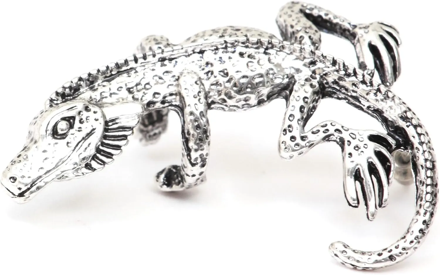 Iguana Lizard Earring Ear Cuff Metal Wrap CD01 Silver Tone Gecko Statement Fashion Jewelry
