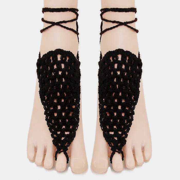 iLLASPARKZ 1Pair - Crochet lace up anklets