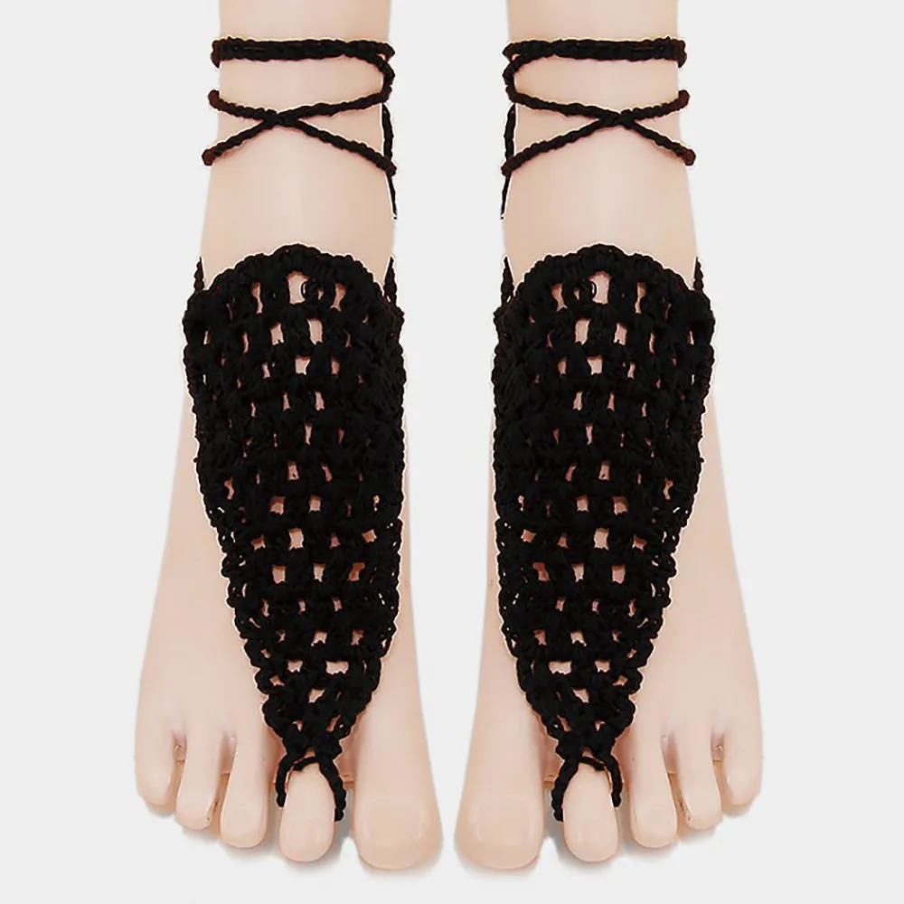 iLLASPARKZ 1Pair - Crochet lace up anklets