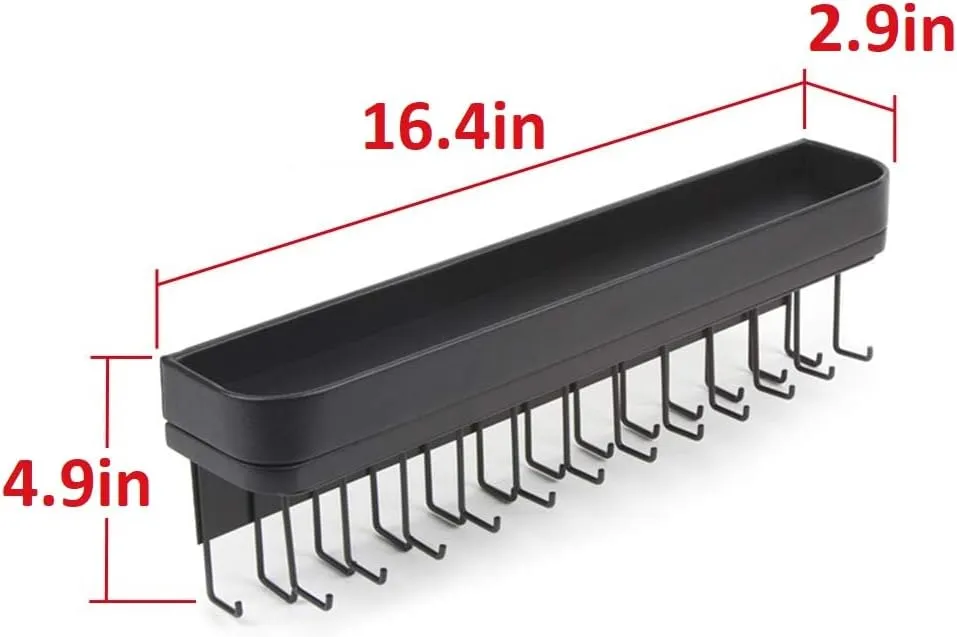 J JACKCUBE DESIGN Necklace Holder Wall Mounted Jewelry Organizer for Bracelet, Earrings and Rings with 25 Hooks - Gothic Room Decor Bedroom Shelf Rack (Black) - MK124B