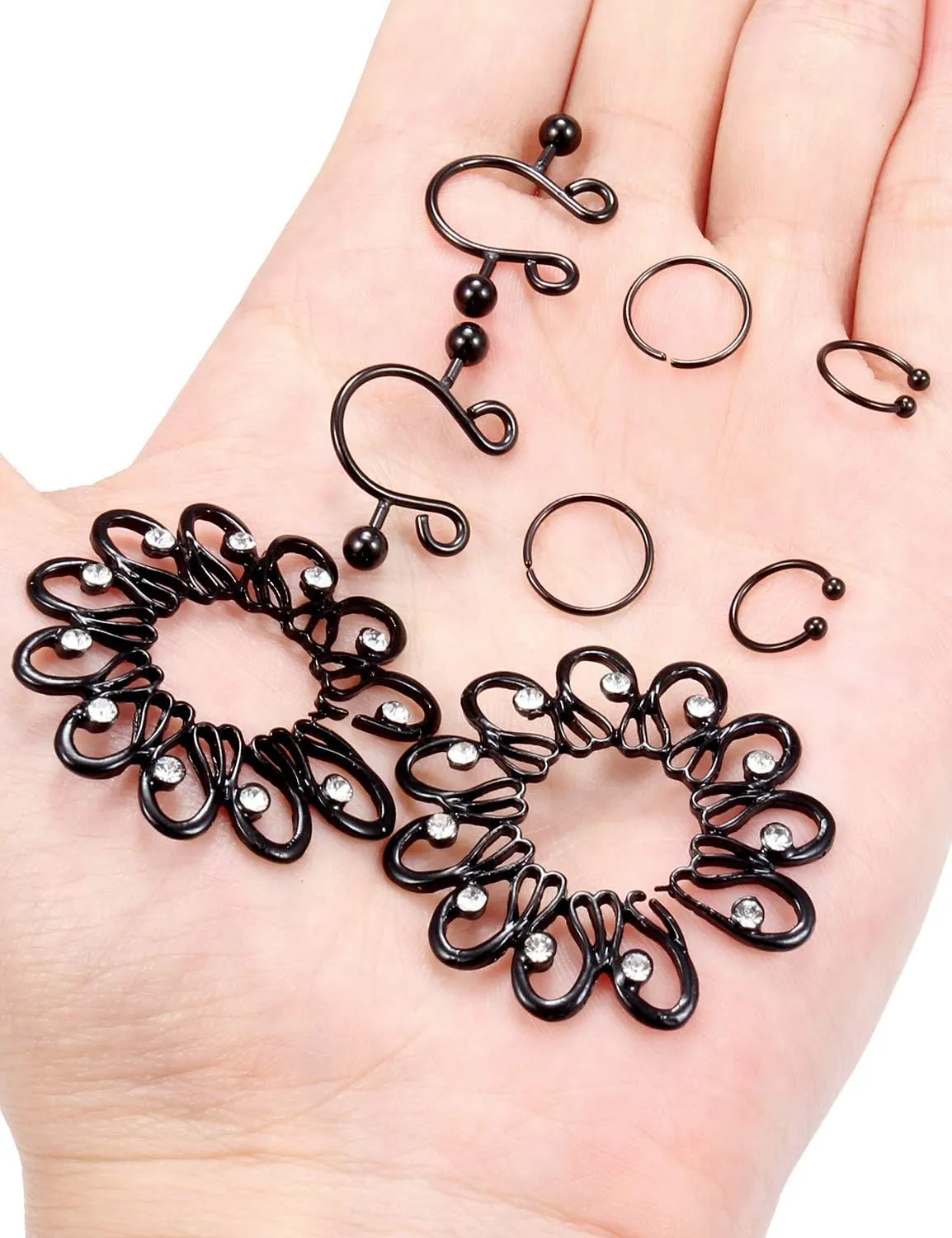 Jenxnjsjo Fake Nipple Rings, Fake Nipple Piercing, Faux Nipple Piercing, Nipple Rings Non Piercing, Non Piercing Nipple Rings, Fake Nipple Ring, Fake Nipple Piercings, Faux Nipple Rings for Women