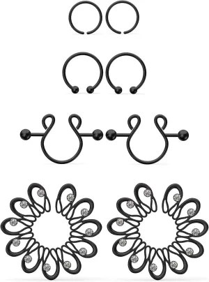 Jenxnjsjo Fake Nipple Rings, Fake Nipple Piercing, Faux Nipple Piercing, Nipple Rings Non Piercing, Non Piercing Nipple Rings, Fake Nipple Ring, Fake Nipple Piercings, Faux Nipple Rings for Women