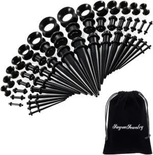 JieyueJewelry 50 Pieces Ear Stretching Kit 14G-00G Acrylic Tapers and Plugs   Silicone Tunnels - Ear Gauges Expander Set Body Piercing Jewelry