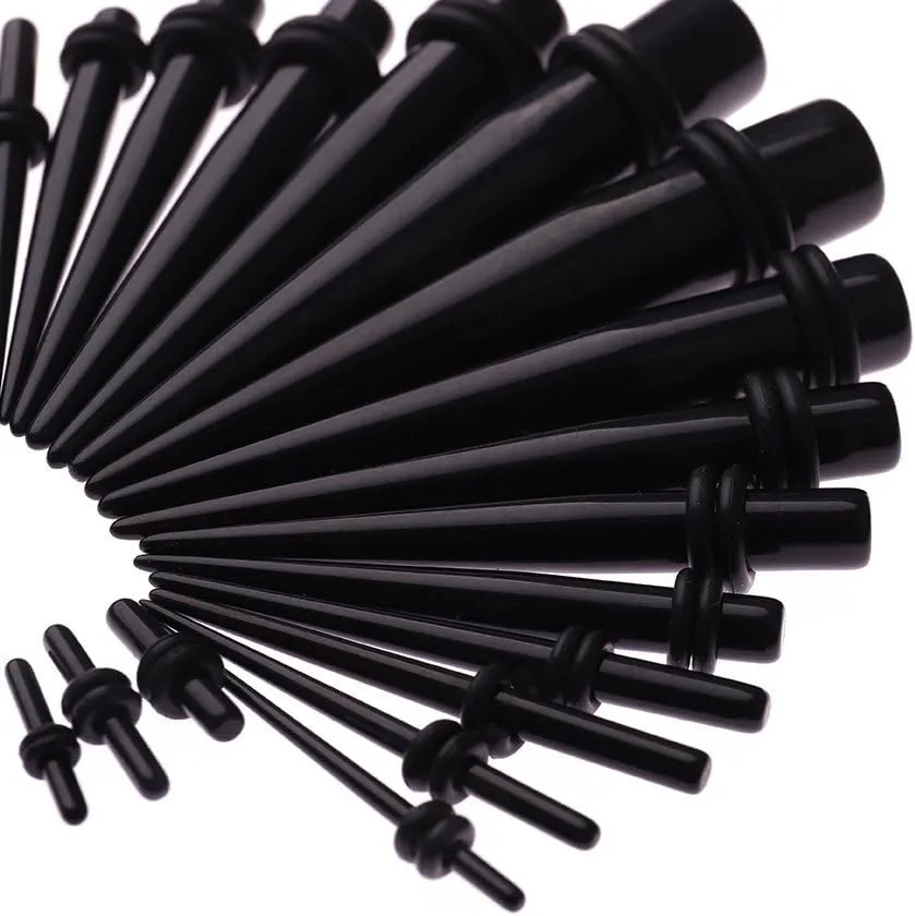 JieyueJewelry 50 Pieces Ear Stretching Kit 14G-00G Acrylic Tapers and Plugs   Silicone Tunnels - Ear Gauges Expander Set Body Piercing Jewelry