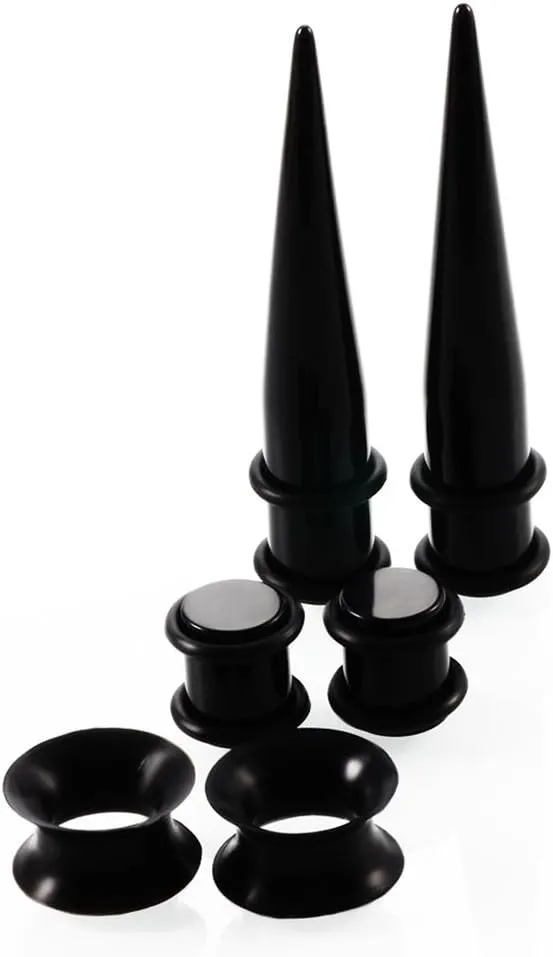 JieyueJewelry 50 Pieces Ear Stretching Kit 14G-00G Acrylic Tapers and Plugs   Silicone Tunnels - Ear Gauges Expander Set Body Piercing Jewelry