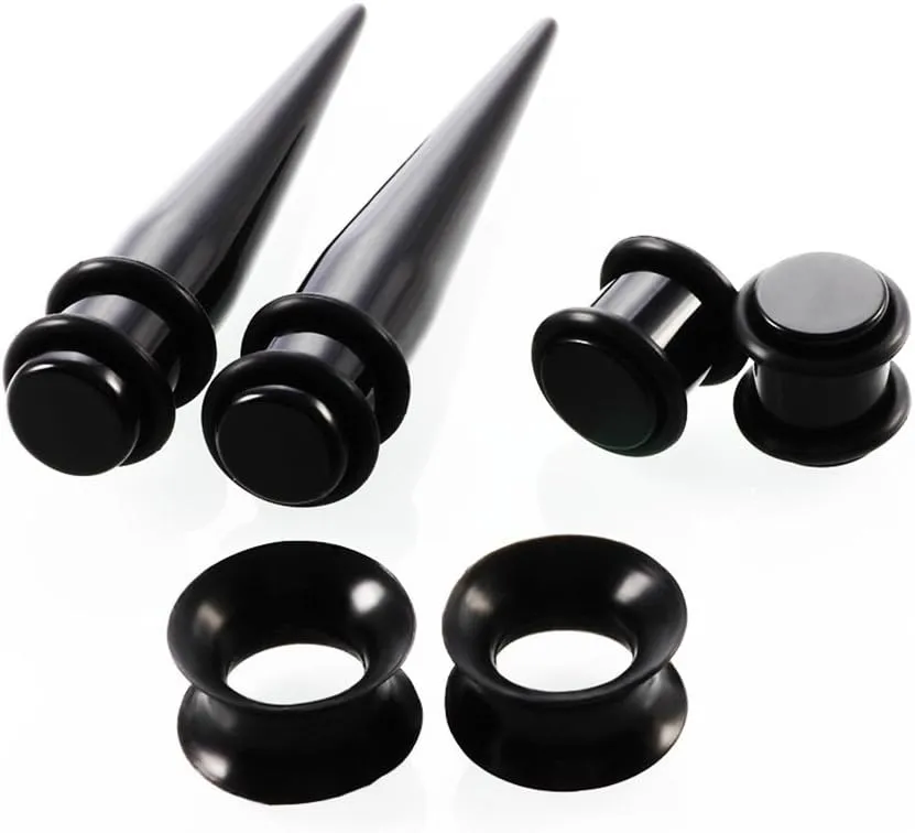JieyueJewelry 50 Pieces Ear Stretching Kit 14G-00G Acrylic Tapers and Plugs   Silicone Tunnels - Ear Gauges Expander Set Body Piercing Jewelry