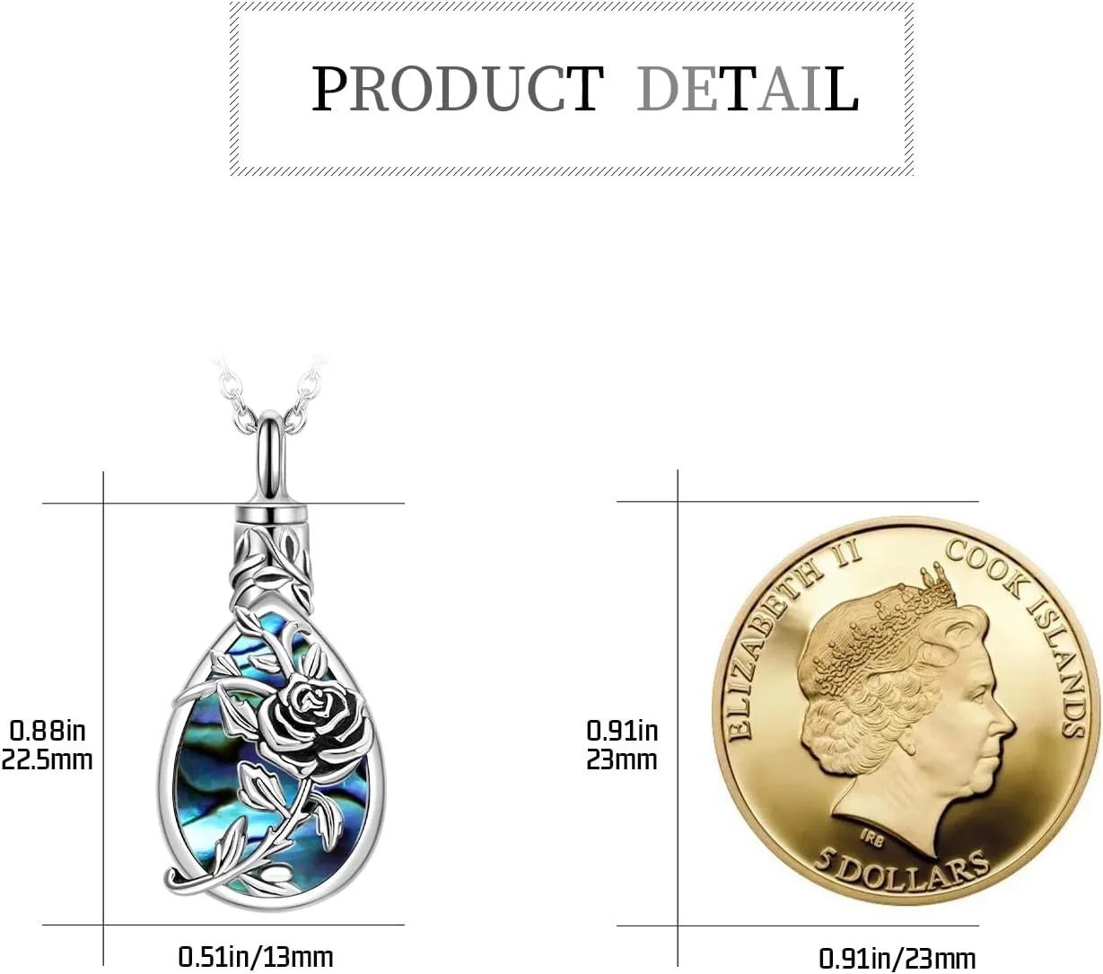 JUSTKIDSTOY Moonstone Urn Necklace for Ashes Sterling Silver Daisy/Rose/Tree Teardrop Pendant Necklace Cremation Jewelry Keepsake Memorial Gifts for Mother Grandma w/Funnel Filler
