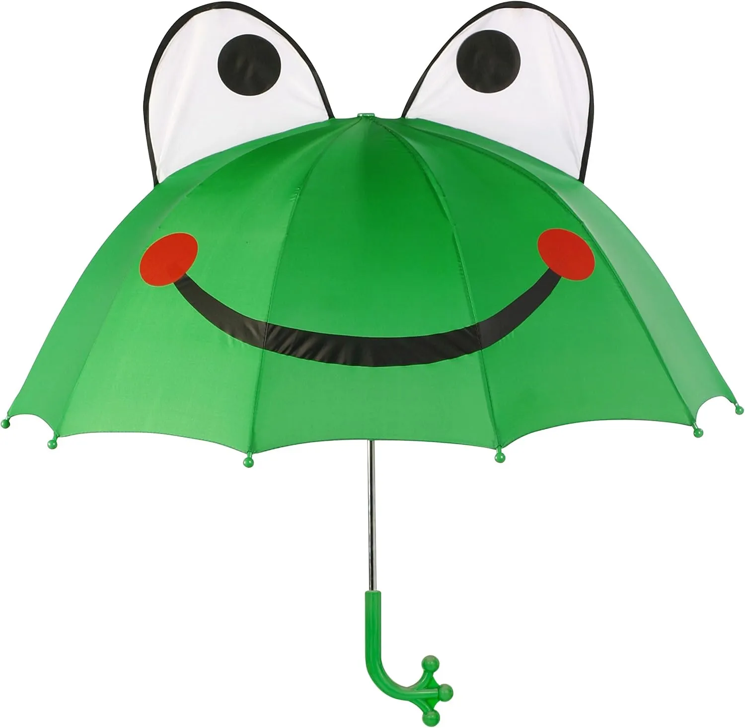 Kids Frog Umbrella, Green, One Size for Toddlers and Big Kids, Lightweight Child-Sized Nylon Rain Proof Umbrella