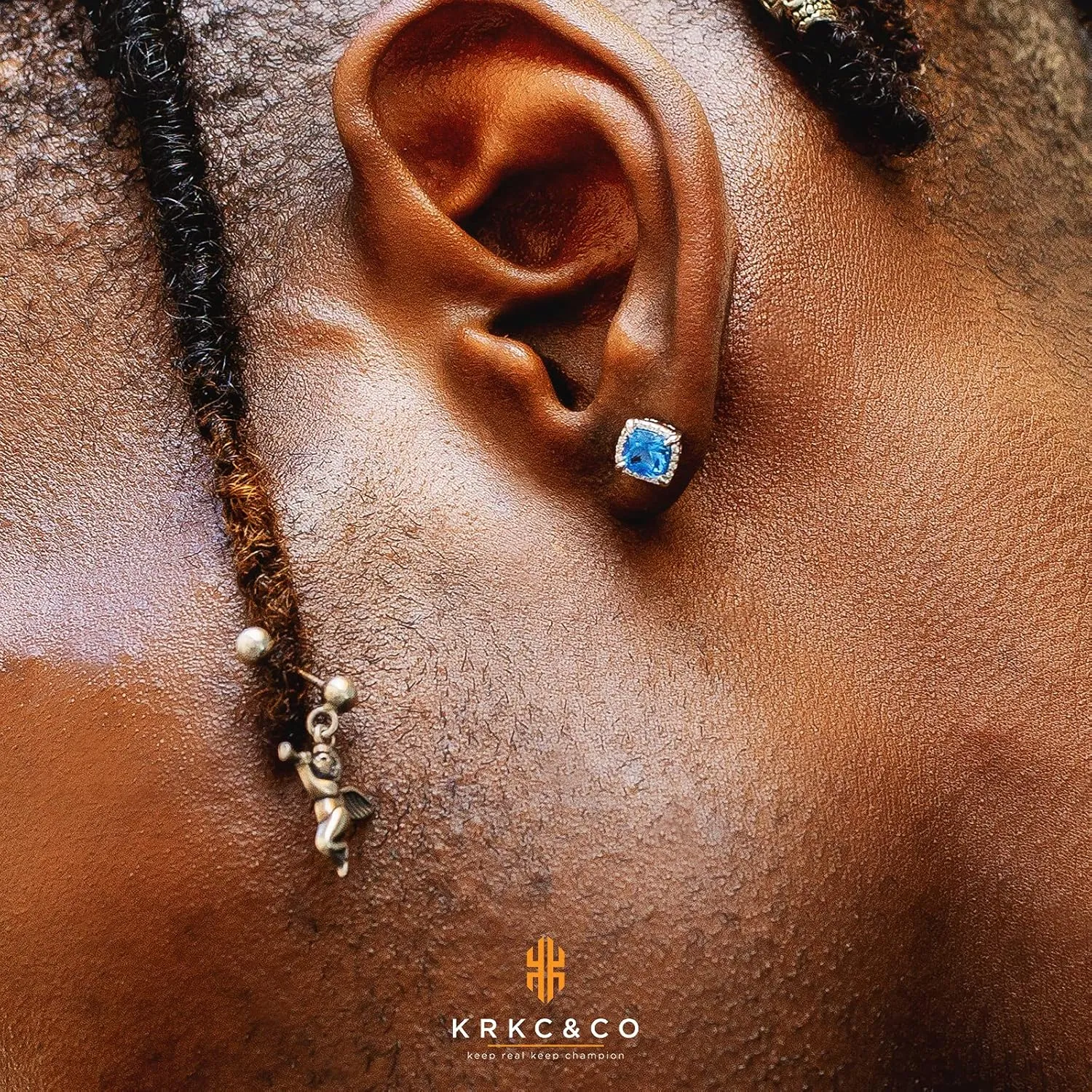 KRKC&CO Gold Earrings for Men, 14K/White Gold Stud Earrings, Iced Out Earrings, Silver Sterling, Hypoallergenic, 5A CZ Stones Mens Earrings