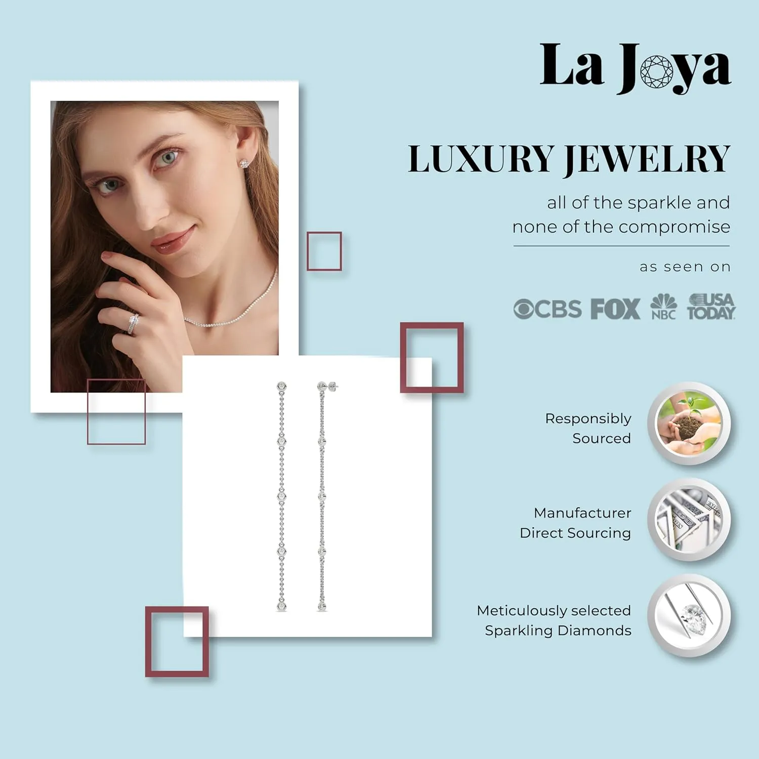 Lab Grown Diamond Station Earrings for Women | 10K Solid Gold 1/2-1 CT. TW Dangling Earrings | Gorgeous Jewelry