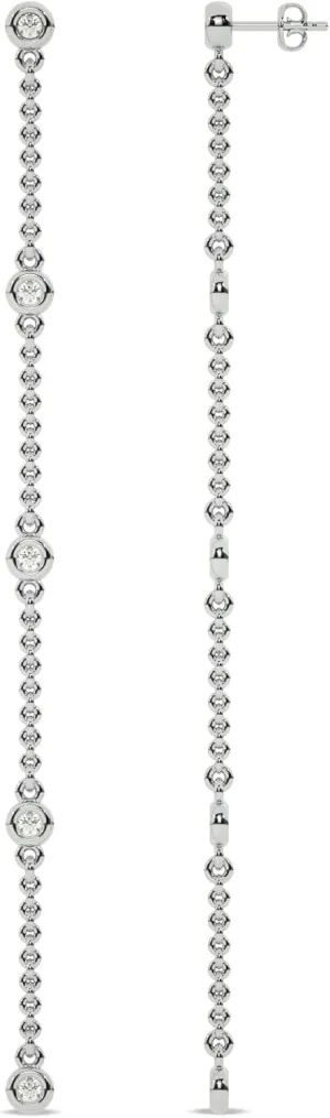 Lab Grown Diamond Station Earrings for Women | 10K Solid Gold 1/2-1 CT. TW Dangling Earrings | Gorgeous Jewelry