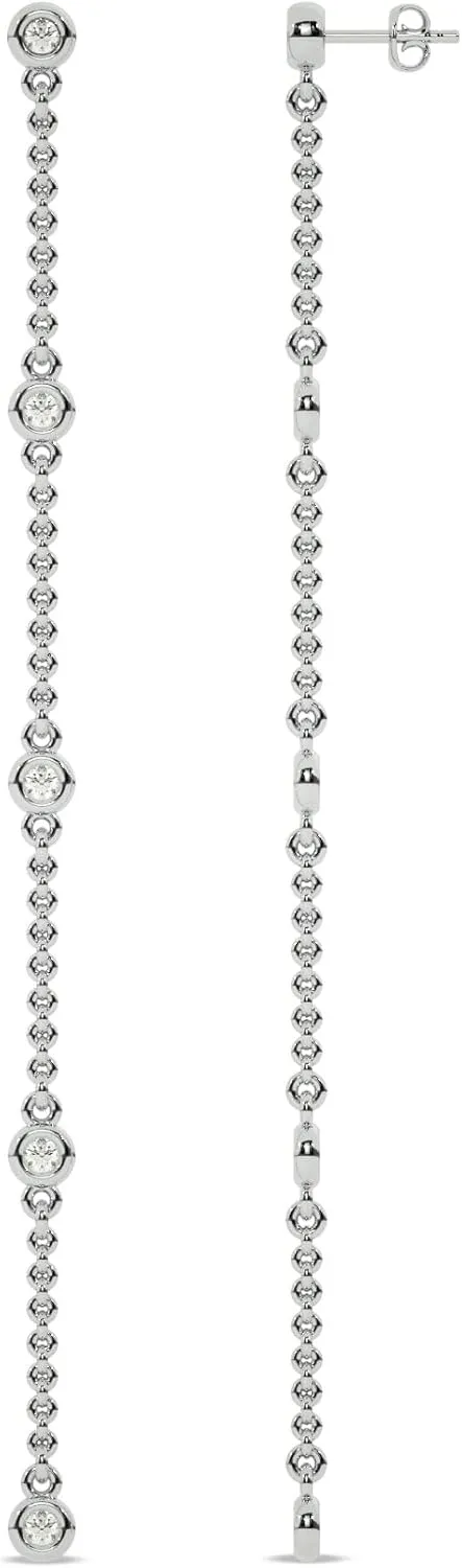 Lab Grown Diamond Station Earrings for Women | 10K Solid Gold 1/2-1 CT. TW Dangling Earrings | Gorgeous Jewelry