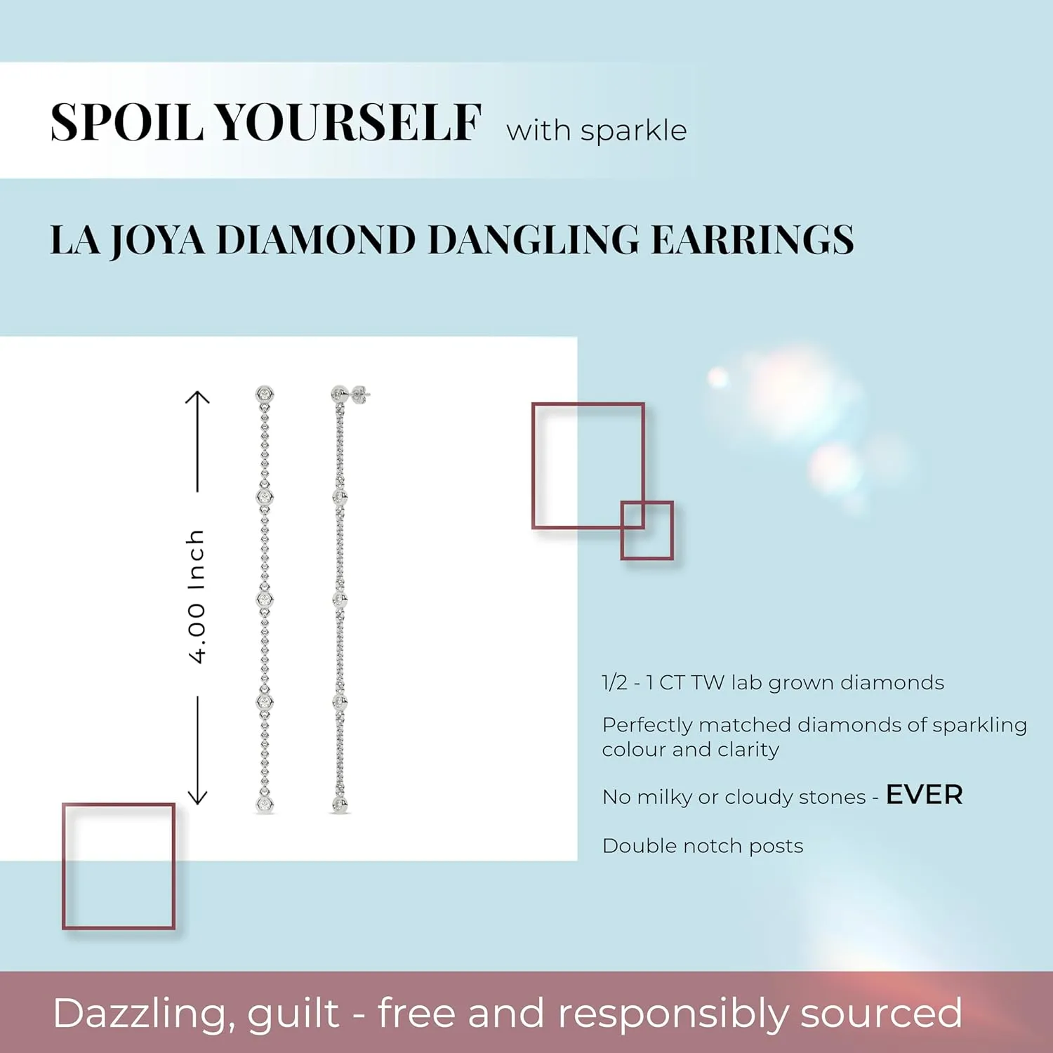 Lab Grown Diamond Station Earrings for Women | 10K Solid Gold 1/2-1 CT. TW Dangling Earrings | Gorgeous Jewelry