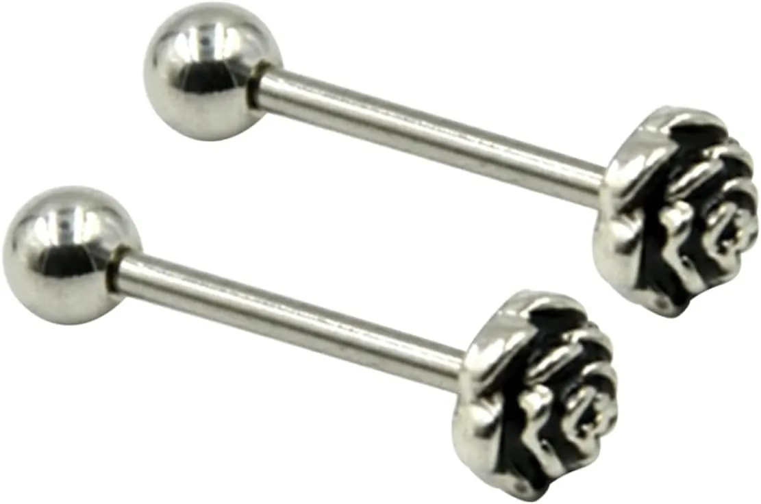 LIFKOME 2pcs Stainless Steel Tongue Rings Body Piercing Jewelry for Men Women Ring Cute Piercing Jewelry