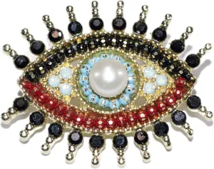 Lucky Charm Evil Eye Aojo Brooch Pin for Women Fully-Jewelled with Freshwater Pearl& Rhinestone Crystal for Wedding Party Prom Gift Necklace Dual Use Lapel Pin Accessories for Shawl Scarf Buckle