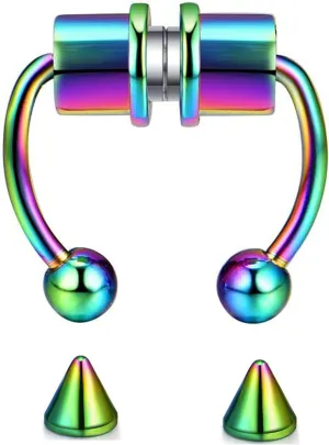 Magnetic Septum Nose Ring Horseshoe Stainless Steel Faux Fake Nose Septum Rings Non-Pierced Clip On Nose Hoop Ring
