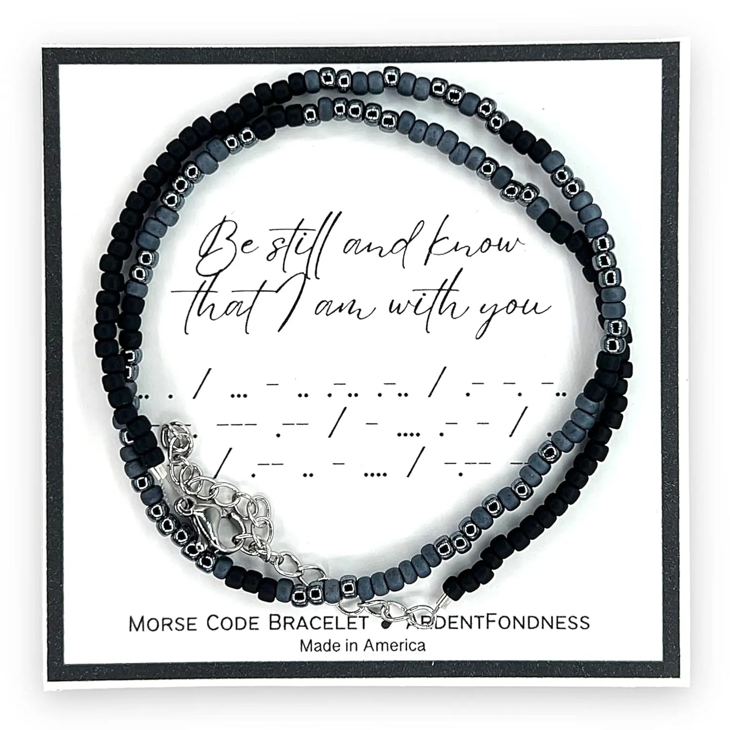 Mens Morse Code Bracelet, Be Still and Know that I am With You Bracelet for Him, Bible Verse. Scripture Gift, Psalm 46:10 Jewelry for Son, Husband, Brother, Boyfriend, Christian Religious Adjustable