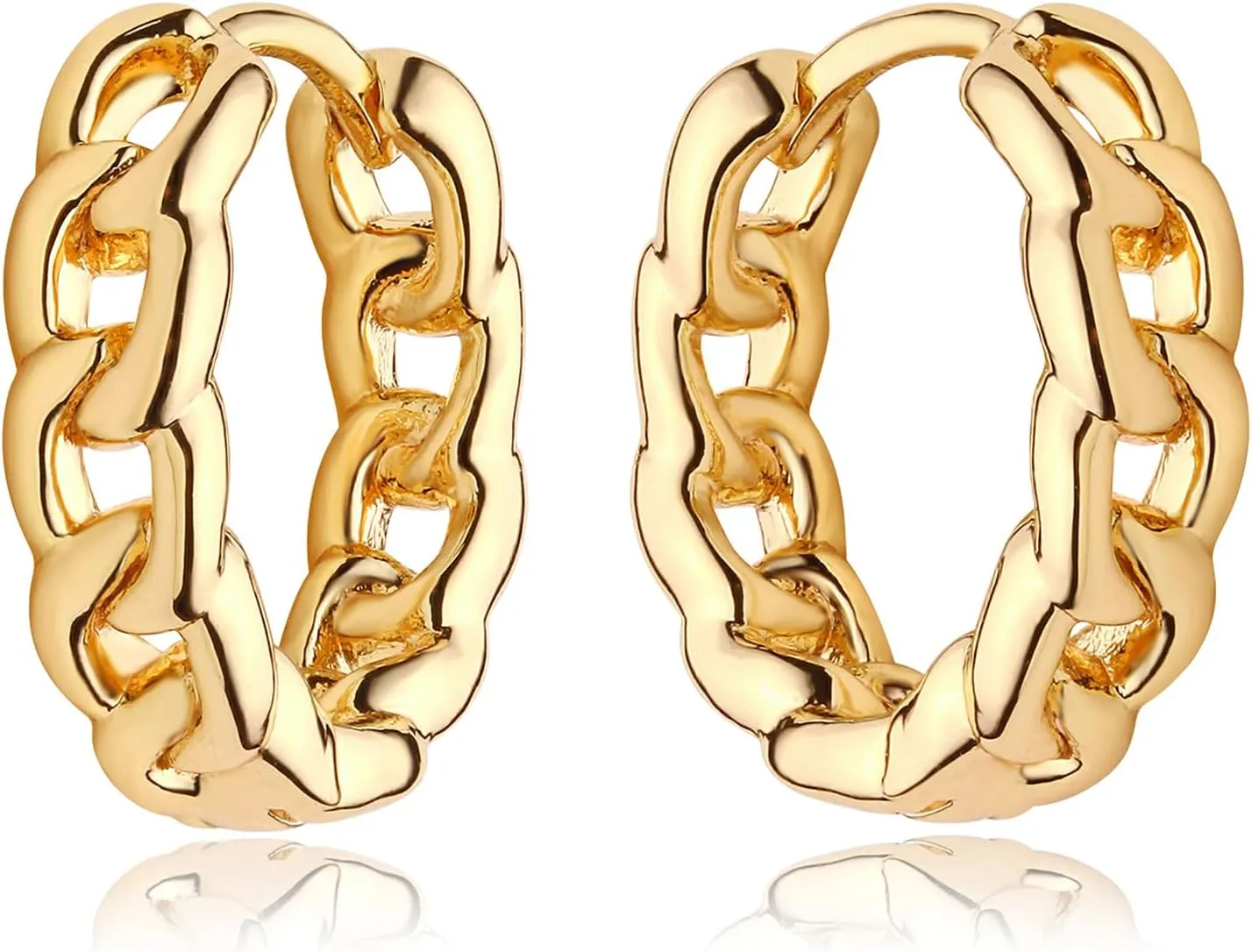MEVECCO Gold Hoop Earrings for Women 18K Gold Plated Huggie Earrings Handmade Simple Minimalism Hoop Hypoallergenic Earrings for Everyday Jewelry