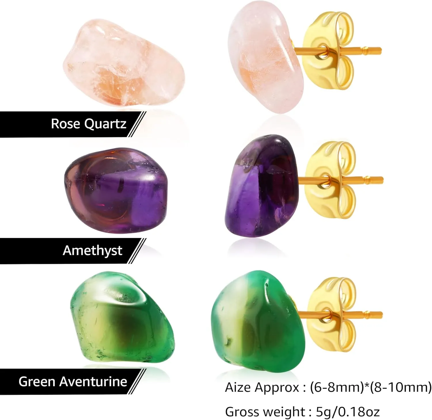 MISS RIGHT Hypoallergenic Crystal Ball Druzy Stud Earrings for Women Trendy, Dainty Cute Boho Tragus Chakra Gemstone Earring Set Handmade Jewelry