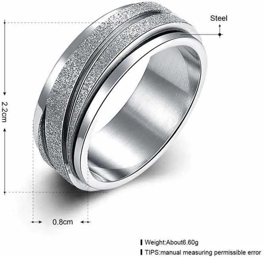 Moon and Star Ring Stress Relieving Anxiety Ring Titanium Steel Spinner Rings Engagement Wedding Rings