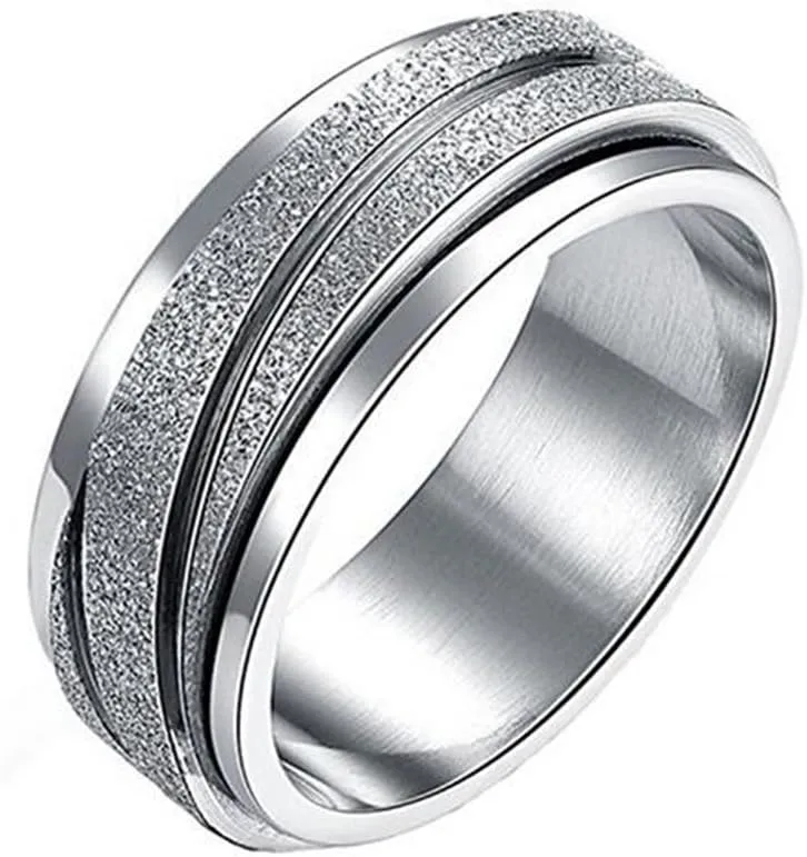 Moon and Star Ring Stress Relieving Anxiety Ring Titanium Steel Spinner Rings Engagement Wedding Rings
